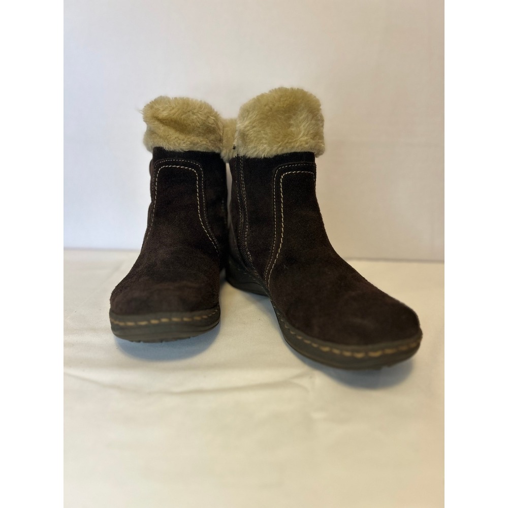 Comfortable Women's Brown‎ Suede Fur Lined Winter Ankle Boots Side Zip